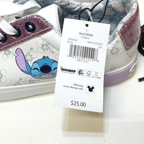 Disney Stitch Low Top Sneaker Womens Size 7 Lace Up Glitter Details By Ground Up - Picture 9 of 9